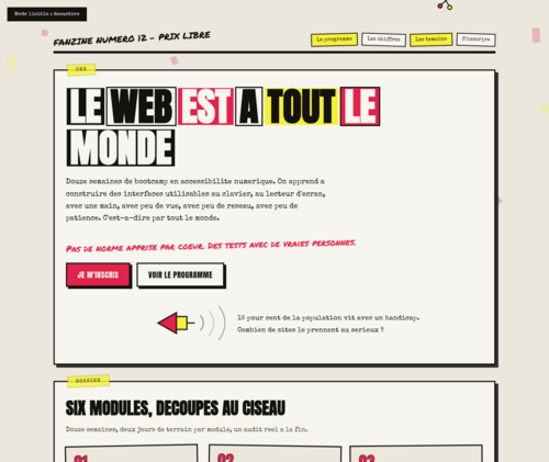 Couverture du fanzine numéro 12 : LE WEB EST A TOUT LE MONDE, bootcamp d'accessibilité du web